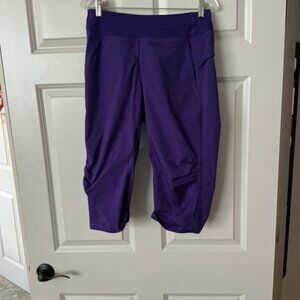 Lululemon Purple Water Resistant Swift Mid Rise Ruched Crop